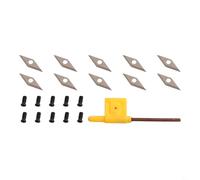 babominimer Lot de 10 inserts de tour à bois en carbure de tungstène 30 x 10 mm avec vis et clé à molette pour creux, rabotage, finition, bois dur, bois tendre, MDF, bricolage