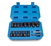 babominimer Lot de 16 extracteurs d'écrous et de boulons endommagés 1/2" avec douilles métriques de 8 à 27 mm pour le retrait d'écrous cassés, vis et cosses de pneu