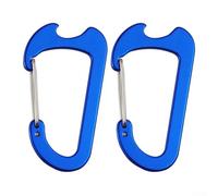 babominimer Lot de 2 mousquetons en alliage d'aluminium avec grille en acier inoxydable pour sac à dos, camping, randonnée, escalade, pêche, voyage, porte-clés multi-usages (bleu)