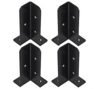 babominimer Lot de 4 supports d'ancrage réglables pour poteaux de porche, terrasse et clôture - Support métallique réversible pour poteaux de 5,1 x 5,1 x 10,2 cm, résistant à la rouille, noir