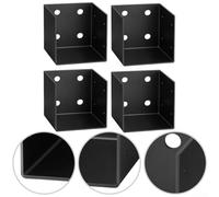 babominimer Lot de 4 supports muraux noirs en acier de calibre 11 pour poutres en bois de 4 x 4 et 4 x 6 avec trous pré-perforés, finition résistante aux intempéries pour l'extérieur