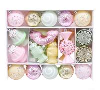 babominimer Lot de 45 décorations festives peintes à la main pour sapin de Noël avec matériau plastique et boucles de suspension pour configuration de vacances (rouge et blanc)