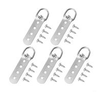 babominimer Lot de 5 crochets de suspension robustes en D avec vis en acier inoxydable, crochets de suspension plaqués nickel, fixation murale solide pour cadre photo