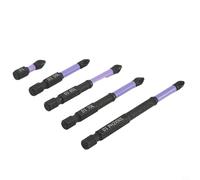 babominimer Lot de 5 tournevis cruciformes magnétiques PH2 avec tête en lot, 25-90 mm en alliage d'acier - Tournevis prêts pour perceuses électriques manuelles, embouts phosphatés noirs antidérapants