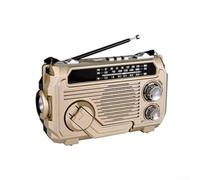 babominimer Manivelle portable à énergie solaire avec lampe de poche, haut-parleur 5.2, lecture TF et USB, café foncé (kaki)