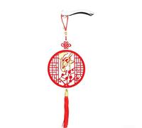 babominimer Pendentif décoratif en bois pour le Nouvel An vietnamien, décoration traditionnelle pour festival lunaire avec motif fleur de prunier, flanelle rouge à suspendre pour la maison et le