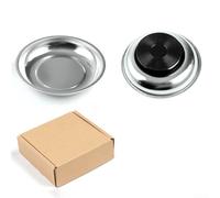 babominimer Plateau rond magnétique en acier inoxydable avec bols de 7,6 cm, 10,2 cm, 15,2 cm pour vis, écrous, boulons, garage, atelier, base magnétique solide et fond recouvert de PVC pour (B)