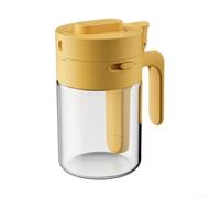 babominimer Récipient de rangement en verre transparent avec cuillère, bocal à épices hermétique avec couvercle droit et poignée confortable pour cuisine, ABS et verre, design carré (jaune)