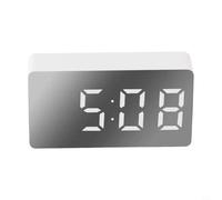 babominimer Réveil numérique pour voiture avec affichage miroir LED, police multicolore, portable, pour voyage, conduite, bureau et chambre à coucher (blanc)