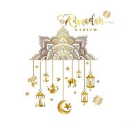 babominimer Stickers muraux Eid Mubarak - Décor Ramadan avec étoiles et lune - Autocollants en vinyle PVC pour décoration de maison, salon, mosquée ou fête (1#)