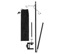 babominimer Support de lanterne pliable de 120 cm télescopique en alliage d'aluminium portable avec crochet pour accrocher des lampes LED ou solaires, compatible avec le camping, la pêche (3 crochets