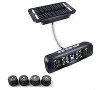 babominimer Système de pression des pneus de voiture sans fil TPMS avec 4 capteurs externes, pression de gaz en temps réel et affichage sur écran LCD, chargement solaire et USB,