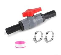 babominimer Vanne à boisseau sphérique en PVC avec connecteur de tuyau pour irrigation et plomberie, tailles 2,5 cm et 3,8 cm, vanne d'arrêt fluide du débit d'eau avec raccords barbelés, comprend 2
