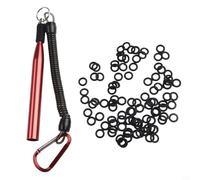 babominimer Wacky Outil de gréement avec 100 joints toriques en silicone pour appâts en plastique souple, tube en acier inoxydable et aluminium avec pince rotative, accessoires de pêche au bar (rouge