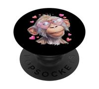 Baboon Monkey Lunettes de Soleil Saint Valentin Cœur PopSockets PopGrip Adhésif