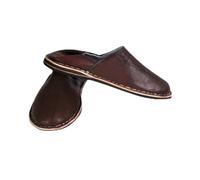Babouche berbère artisanale en Cuir pour homme et femme Bout rond couleur noir marron bleu interieur exterieur Fait au maroc (Marron, Système Taille Chaussures EU, Adulte, Numérique, Moyen, 36)