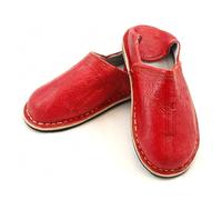 Babouche berbère artisanale en Cuir pour homme et femme Bout rond couleur noir marron bleu interieur exterieur Fait au maroc (Rouge, Système Taille Chaussures EU, Adulte, Numérique, Moyen, 38)
