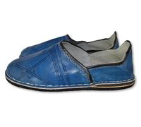 Babouche berbère artisanale en Cuir pour homme et femme Bout rond couleur noir marron bleu interieur exterieur Fait au maroc (Bleu, Système Taille Chaussures EU, Adulte, Numérique, Moyen, 40)