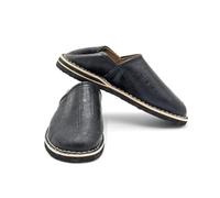 Babouche berbère artisanale en Cuir pour hommes - Bout rond couleur noir marron bleu interieur exterieur Fait au maroc (Noir, Système Taille Chaussures EU, Adulte, Homme, Numérique, Moyen, 41)