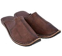 babouche mule berbere traditionnel - bout pointu - cuir naturel fabriqué au maroc Artisanal couleur Noir Marron Bleu (Marron, Système Taille Chaussures EU, Adulte, Numérique, Moyen, 40)