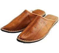 babouche mule berbere traditionnel - bout pointu - cuir naturel fabriqué au maroc Artisanal couleur Noir Marron Bleu (Marron Camel, Système Taille Chaussures EU, Adulte, Numérique, Moyen, 39)