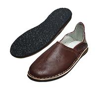 Babouches Chaussons marocains en cuir véritable. Confortable et robuste pour l'intérieur ou l'extérieur de la maison (Marron, numeric_44)