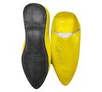 Babouches chaussures marocaines en cuir véritable fabriquées à la main par les meilleurs artisans de Marrakech, jaune, 39 EU