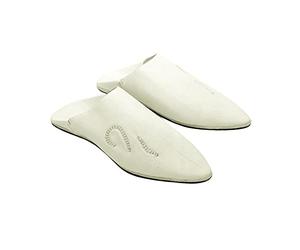 Babouches marocaines en cuir véritable fabriquées à la main par les meilleurs artisans de Marrakech, Blanc cassé, 43 EU
