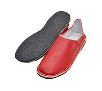 Babouches ou pantoufles marocaines unisexes en cuir véritable et semelle en caoutchouc. Confortables et robustes pour une utilisation à l'intérieur ou à l'extérieur de la maison, rouge, 40 EU