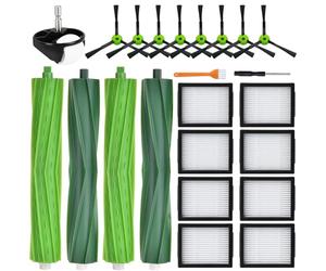 BaBuzom Accessoires pour iRobot Roomba i7 i7+ i8 i8+ j7 j7+ i3 i3+ i4 i4+ i6 i6+ E5 E6 E7 Combo i5 i5+ j5 j5+ Aspirateur, 4 Brosse en Caoutchouc, 8 Filtres, 8 Brosses Latérales, 1 Roue Avant