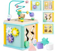 Baby Activity Cube 1 Year Old Baby Motor Skills Cube 1 Year Montessori Games 1 2 3 4 Years Wooden Toy Baby Child 1 2 Year Old Birthday Easter Halloween Christmas Gift for Girl Boy 18 Months