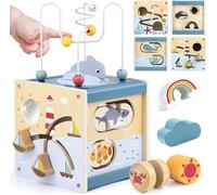 Baby Activity Cube 1 Year Old Motor Skills Cube 1 Year Montessori Games 1 2 3 4 Years Wooden Toy Baby Child 1 2 Year Old Birthday Easter Halloween Christmas Gift for Boys Girls 18 Months