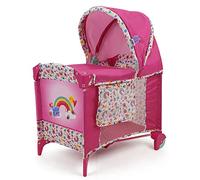 Baby Alive: Deluxe Doll Play Yard - Pink & Rainbow - Fits Dolls Up to 18", Retractable Canopy, Easy Maneuvering, Folds for Travel & Storage, Pretend Play for Kids Ages 3+