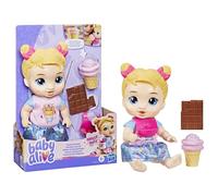 Baby Alive Harper Hugs Goûters Sucrés - Poupée Interactive avec Barre Chocolatée & Glace Factices - Bouchées Magiques Qui Disparaissent - Tenue & Bavoir Amovibles