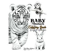 Baby Animals Coloring Book for Adults | Grayscale Collection for Relaxation: Easy Coloring Pages and Zen Mindfulness Activity with Cute Adorable ... or Monkey and more for Women or Teenager