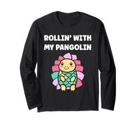 Baby Animals Pangolins Cute Quote Rollin with My Pangolin Manche Longue