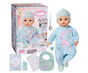 Baby Annabell Active Alexander 709924 - Poupée de 43 cm avec 1 Corps Doux à câliner, des Fonctions & Sons réalistes - vêtements & Accessoires - Fonctionne avec 3 Piles AAA (Non fournies) - 3 Ans +