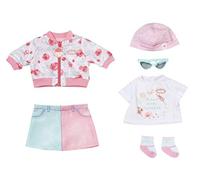 Baby Annabell Deluxe Tenue de Printemps 43 cm - pour Les Tout-Petits de 3 Ans et Plus - Adapté aux Tout-Petits - Contient Une Jupe en Denim, Un T-Shirt, Une Veste, etc,