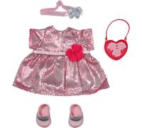 Baby Annabell Deluxe Tenue Glamour 43 cm - Vêtements Scintillants de Fête - pour les Petites Mains, Jeu Créatif Développe l’Empathie et les Aptitudes Sociales, 3 ans et + - avec 1 Robe, des Chaussures