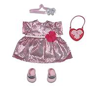 Baby Annabell Deluxe Tenue Glamour 43 cm - Vêtements Scintillants de Fête - pour les Petites Mains, Jeu Créatif Développe l’Empathie et les Aptitudes Sociales, 3 ans et + - avec 1 Robe, des Chaussures