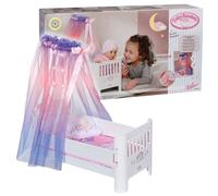 Baby Annabell, lit pour poupées Blanc, Baby Annabell Sweet Dreams Lit, lit pour poupées avec baldaquin, étoiles Lumineuses, Berceuse, Matelas, Couverture et Oreiller, 710302, Zapf Creation