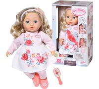 Baby Annabell Zapf Creation 709948 Sophia 43cm- weiche Stoffpuppe mit Langen blonden Haaren, Rosa Puppenkleidung bestehend aus Kleid, Leggings, Schuhen, Haarband und Bürste.