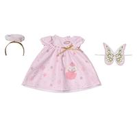 Baby Annabell Tenue de Noël 43 cm – Ailes & bandeau doré – Lavable à la main