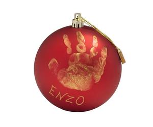 Baby Art Christmas Ball - My Christmas Fairy, Boule de Noël personnalisable avec empreinte main pied bébé, peinture inclus, 10cm, Plastique, rouge