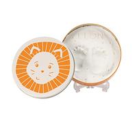 Baby Art Magic Box Lion Boîte de rangement ronde en métal avec argile à modeler pour mains et pieds, cadeau de naissance ou baptême