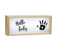 Baby Art My Baby Lightbox Boîte lumineuse à LED avec kit d'empreintes, lampe LED personnalisable pour chambre, base en bois avec lumière blanche
