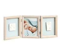 Baby Art My Baby Touch Cadre photo bois avec double empreinte bébé, Cadre photo personnalisable 3 volets avec kit empreintes mains et pieds bébé, cadre empreinte bebe, cadeau de naissance bébé
