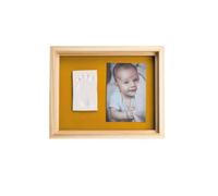 Baby Art Pure Frame - Kit Cadre avec Pâte à Modeler et Cadre Bois Pin Naturel, Rouleau, Panneau Arrière Réversible (Vert/Orange)