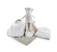 Baby Aspen Beary Cute 5-Piece Welcome Home Gift Set - Gray Teddy Bear, White/Grey