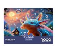 Baby Axolotl with Rainbow-Color 1000 Pcs Carton Extra-épais Lot de Puzzles Vivid Blue Axolotl Stimulant Et Éducatif Jeu Créatif Puzzles As Birthday Gifts 70x50cm/1000pcs